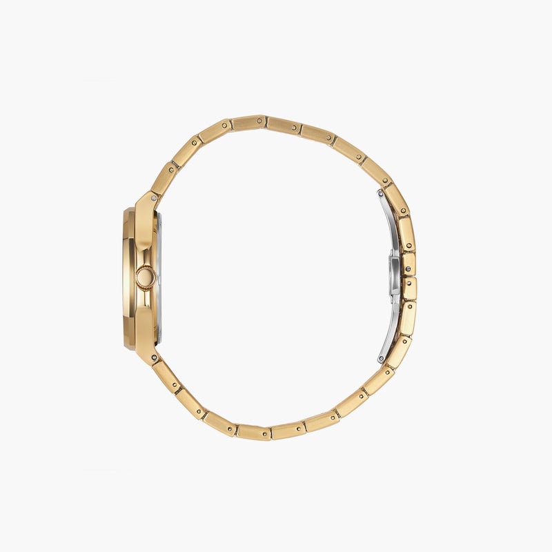 OMAX ساعة أنالوج ذهبية بقرص تركوازي للنساء - Image 2